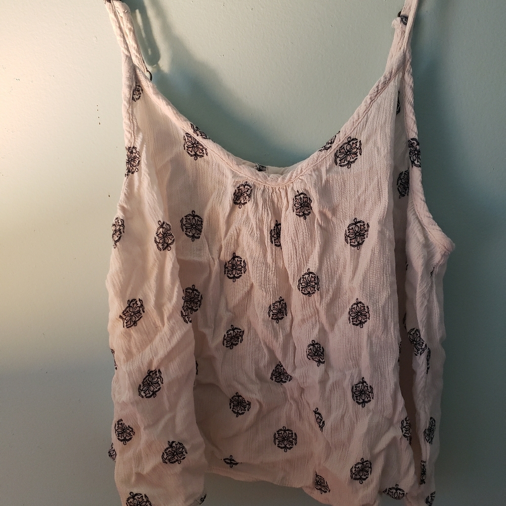 White strapped patterned crop top
